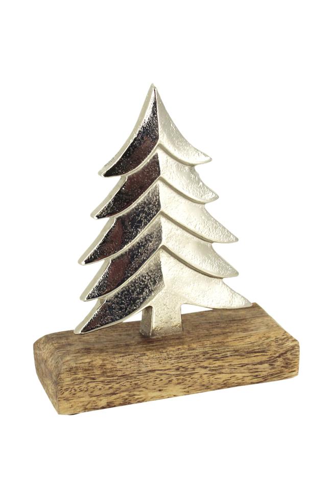 Gümüş Tahta Ayaklı Yılbaşı Ağacı Obje
